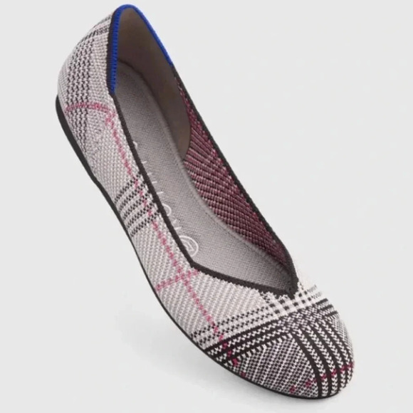 Rothy's Shoes - Rothy's Cream Glen Plaid Round Toe Flats
